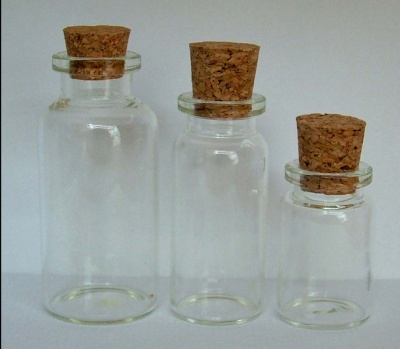 Storage 4 Bottles Glass Cork Stopper 3 Sizes 7ml 10ml 20ml